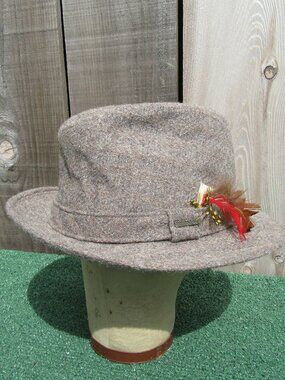 Stetsons Gray Fedora Trilby Wool Hat Men's Size 7 3/8
